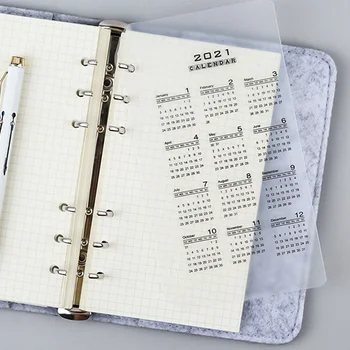 

2021 Calendar PP Divider A5 A6 Loose Leaf Notebook Planner Index Sheet Binder Category Planner Filofax Inner Clip