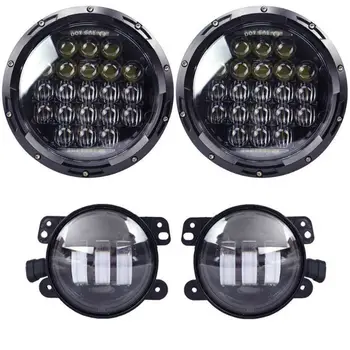 

5D 7inch Round LED Headlights DRL with Hi-Lo Beam and 4inch LED Fog Light for Jeep Wrangler 97-2017 JK TJ LJ