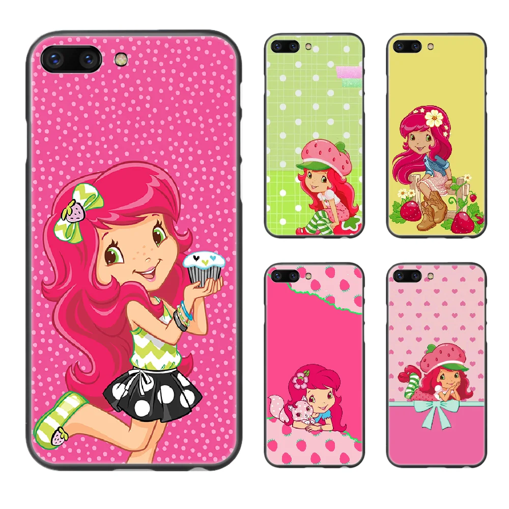 cartoon cute Strawberry Shortcake girl Phone Case Cover Hull For iphone 5 5s se 2 6 6s 7 8 plus X XS XR 11 PRO MAX black hoesjes | Мобильные