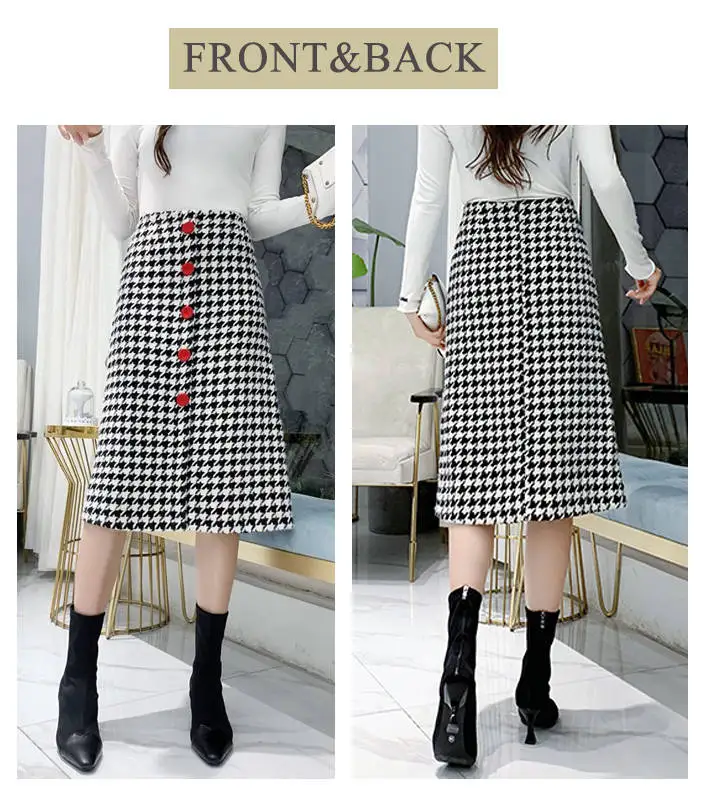 Heydress осенние корейские клетчатые женские повседневные юбки женские Harajuku прямые юбки с высокой талией женские винтажные длинные юбки