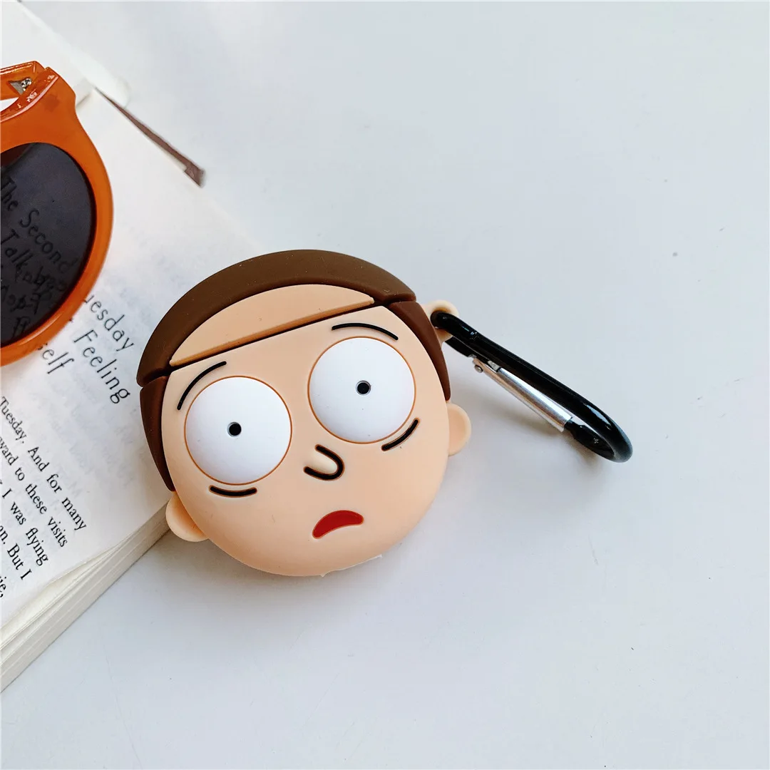 Милый силиконовый чехол для наушников с 3D рисунком Rick Modi для Apple New AirPods 1/2, беспроводная bluetooth-гарнитура