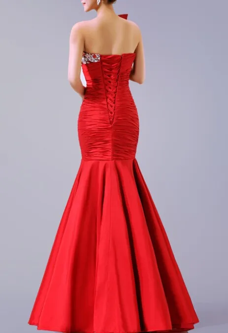 Вечернее платье vestidos, новинка,, сексуальное, на одно плечо, Красная тафта, длинное, Русалка,, вечерние платья для выпускного вечера, Кристальные платья подружки невесты с бусинами