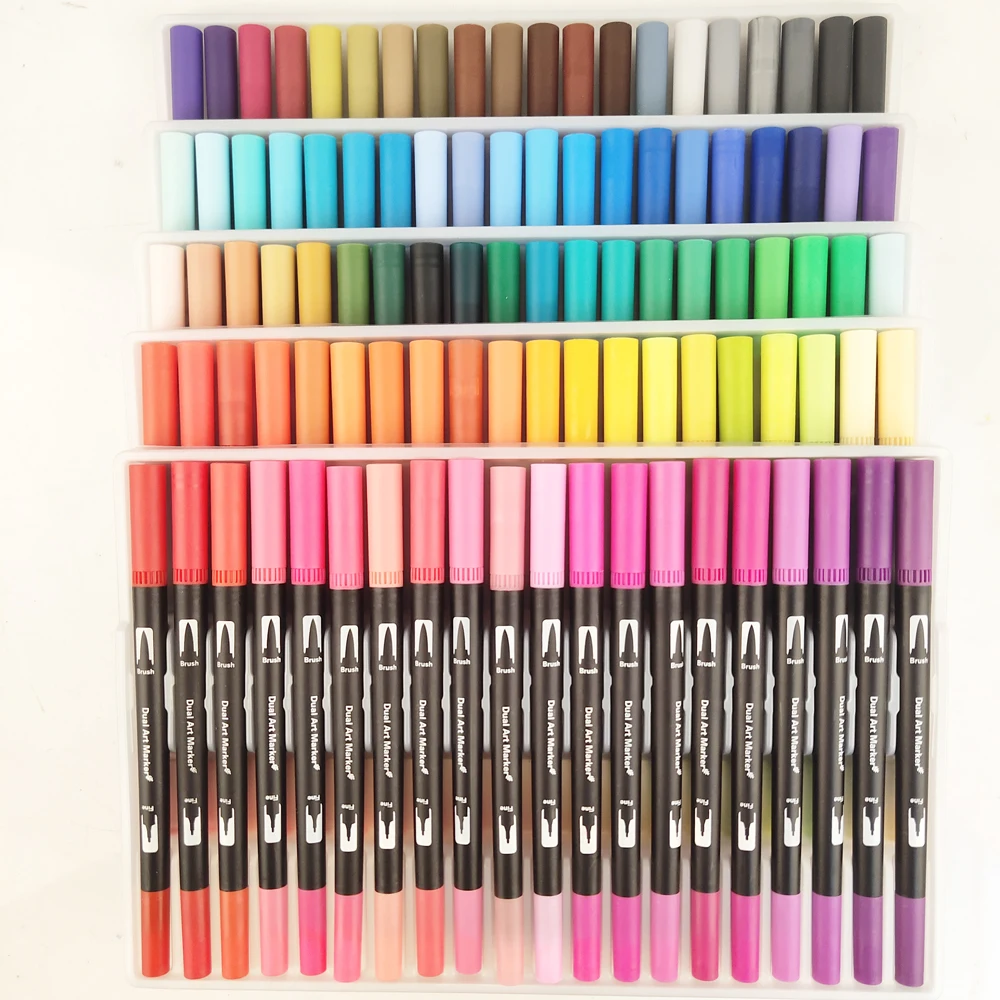 100 Colors black 60 100 120 художественные маркеры Кисть ручка манга для рисования Fineliner надпись каллиграфия ручка пуля журнал акварельные ручки товары для рукоделия - Цвет: 100 Colors black