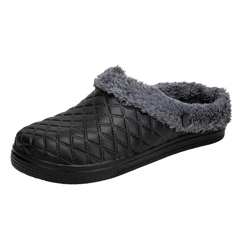 

Winter Slippers Mens Flip Flop Men Black Slides Cotton Indoor Shoes Cortex Warm Fluffy House Slipper