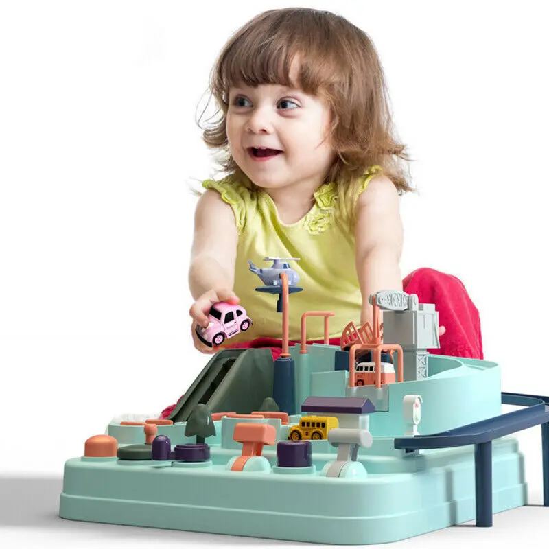 Christmas Gifts Baby Car Adventure Game Manual Rail Train Track Toys for Children Education Toy Color Table Game Puzzles