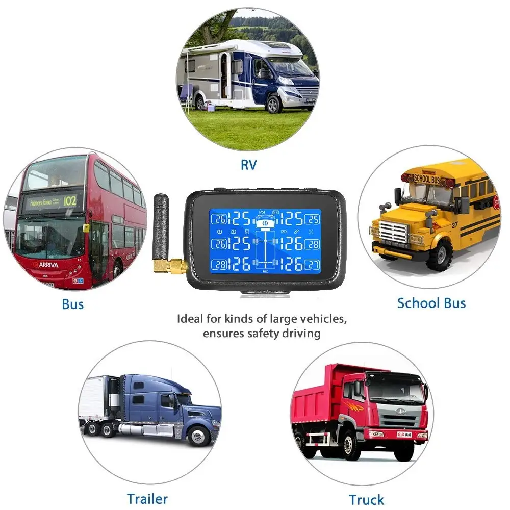 RV TPMS система контроля давления в шинах беспроводной 6 противоугонных датчиков для RV грузовик автобус прицеп в режиме реального времени монитор давления в шинах