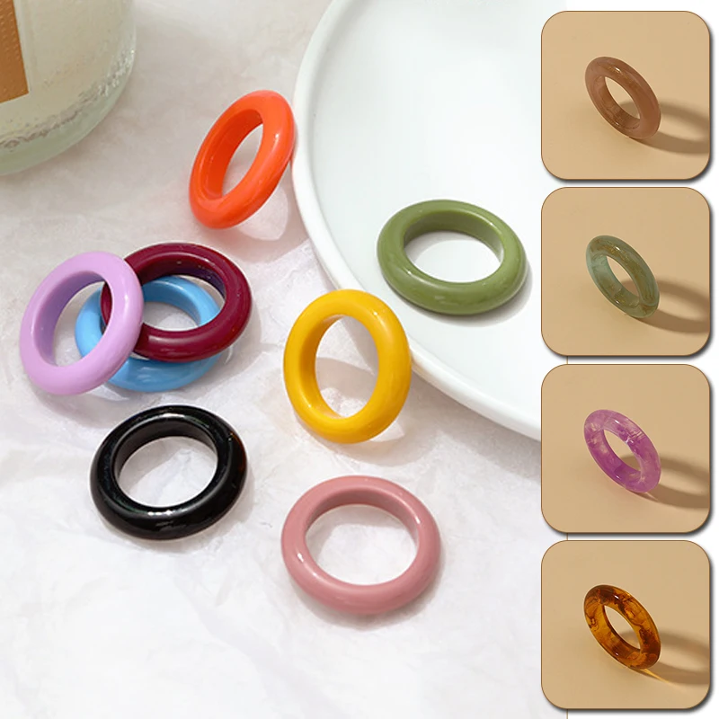 Finger Ring Silver Ring Wedding Rings Stainless Steel Ring Jewelry Accessories Ring Set Couples Rings Adjustable Rings Wedding Ring Gold Color Ring Retro Transparent Acrylic Resin Round Rings For Girls
