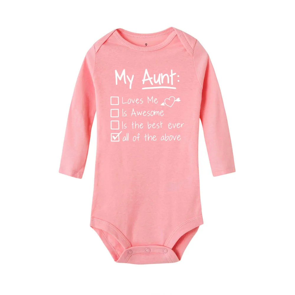 R303-LRPPK- Newborn Funny Cotton Bodysuit My Aunt Loves Me and Awesome Infant Baby Hipster Long Sleeve Toddler Jumpsuit Cute Jumpsuit - Цвет: R303-LRPPK-