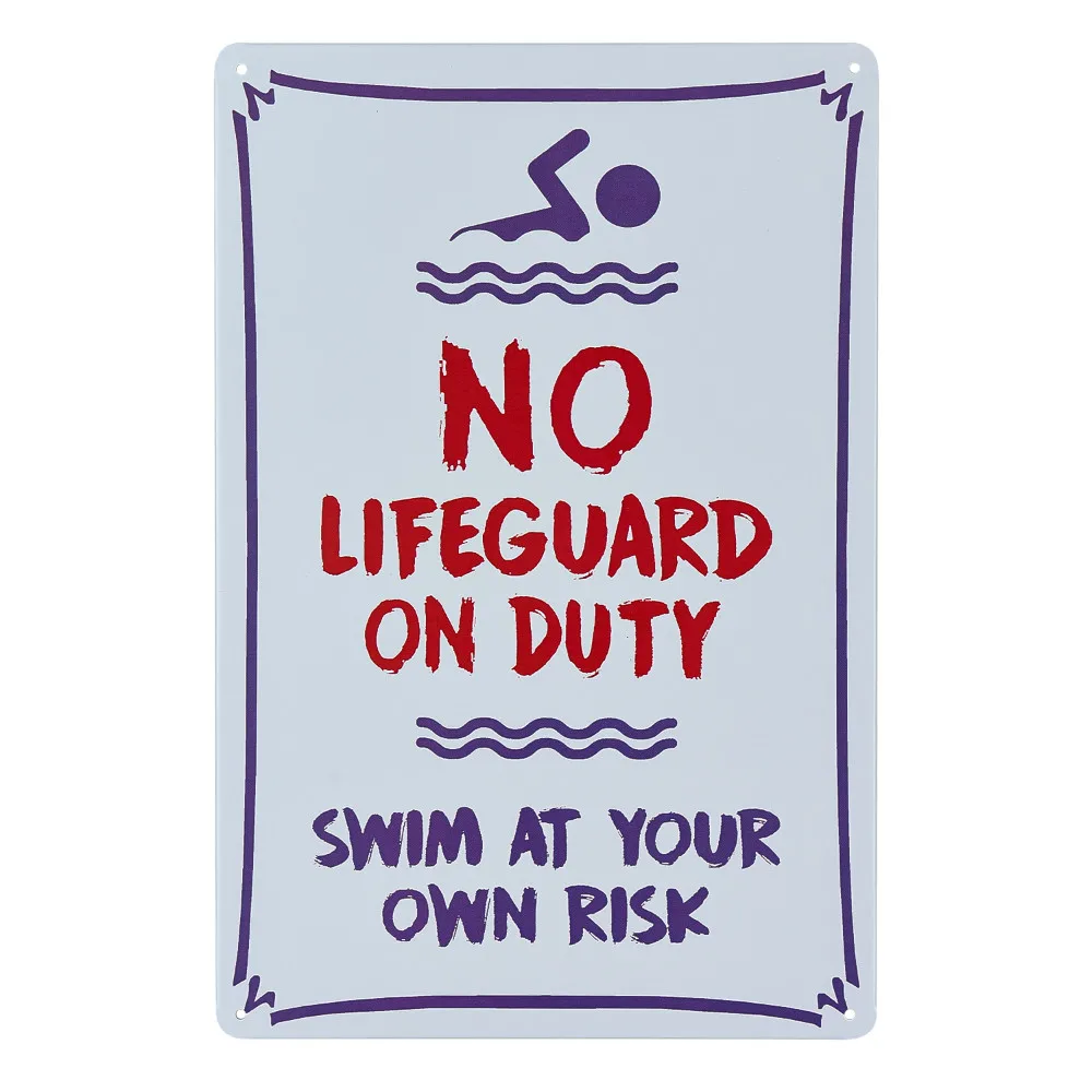 DL- No Lifeguard On Duty Sign табличка для бассейна 8x12 металлическая ультрафиолетовая печать