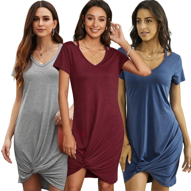 

Women Black Bow-Knot Shoulder Straps Belt Jersey Dresses