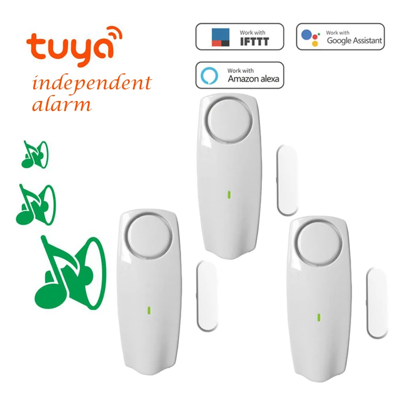 3pcs Беспроводной Tuya музыкальный оконный дверной датчик умный детектор открывания независимая сигнализация Alexa Google Home IFTTT для домашней охранной сигнализации - Цвет: 3pcs