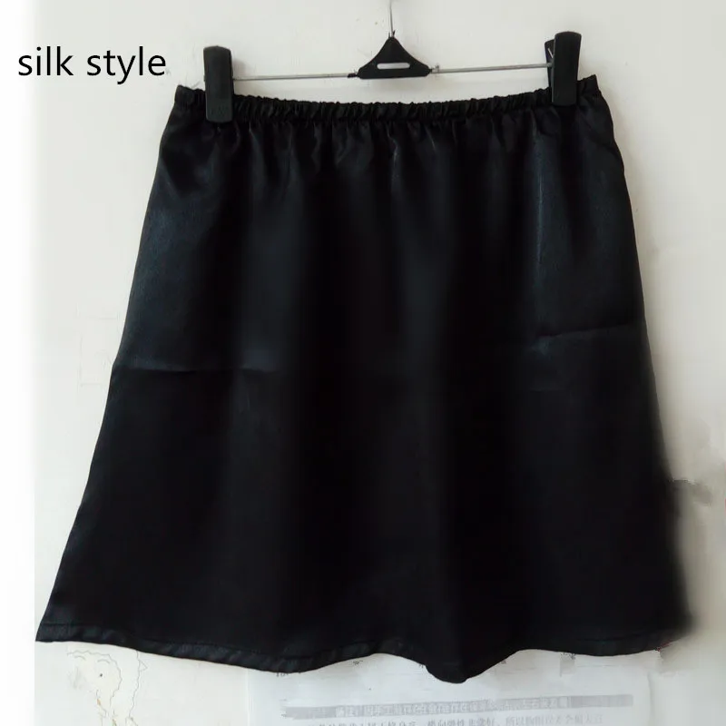 Slip Skirt High Slit Skirt Mini Underskirt Women Petticoat Underskirts Half Slip Underskirt Cotton Casual Mini Basic Skirt - Цвет: black silk skirt
