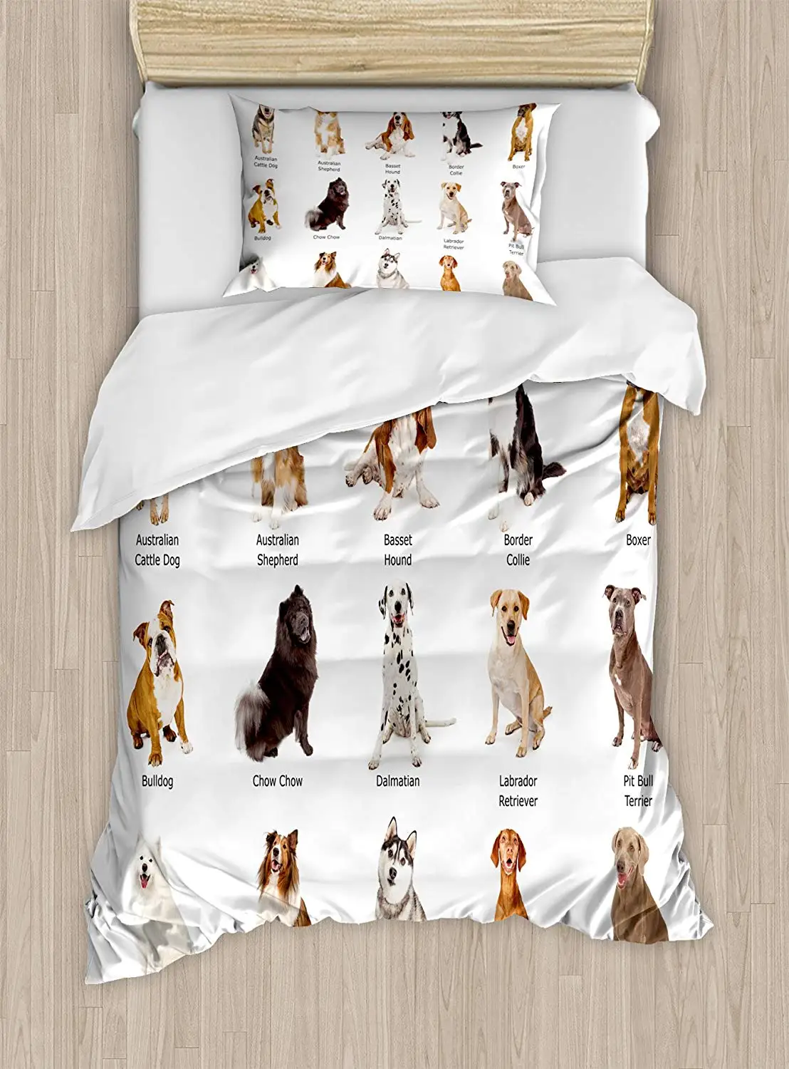 Dog Duvet Cover Set Group Different Puppy Breeds Family Type