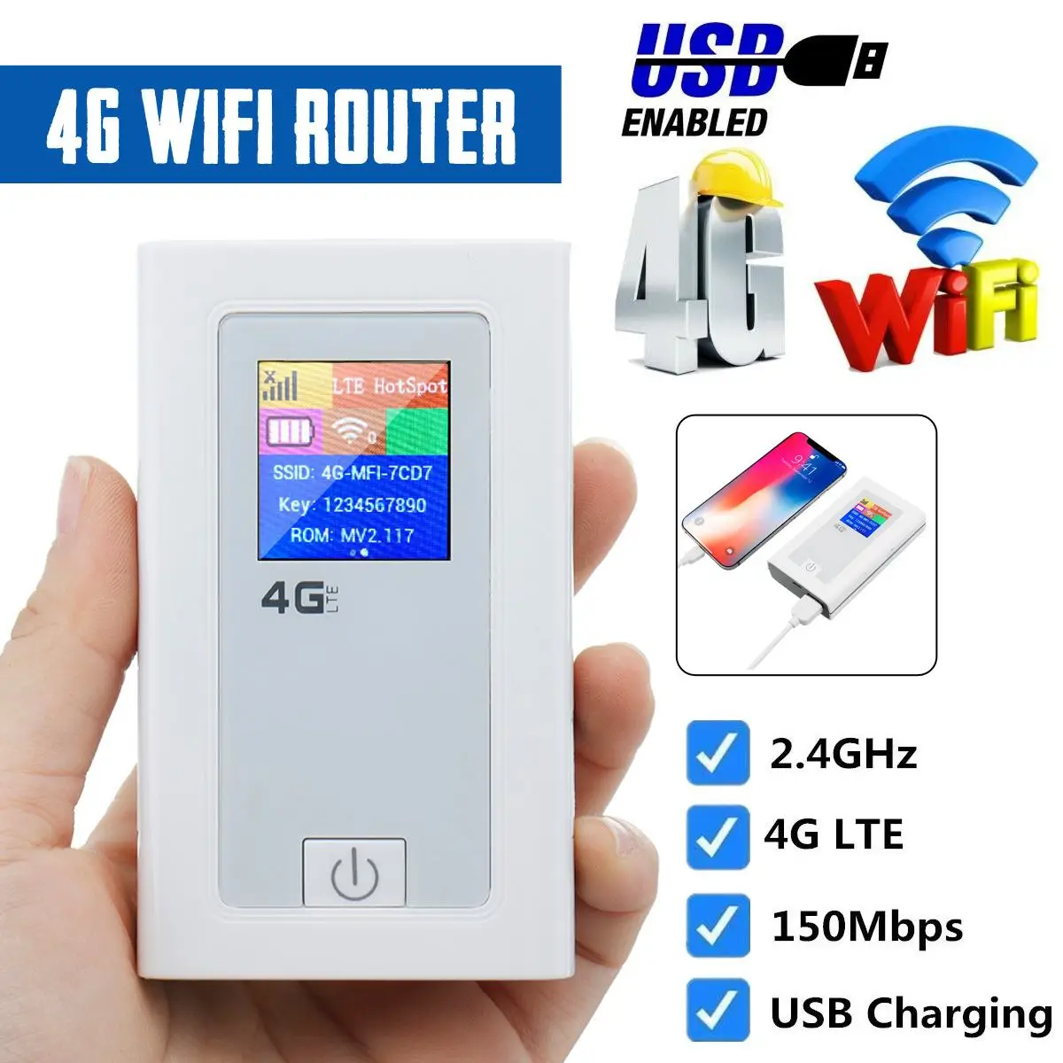

Portable Wi-fi Mobile Hotspot 4g LTE WiFi Router Mini Modem 4g FDD TDD Cat 4 150Mbps Wireless Broadband