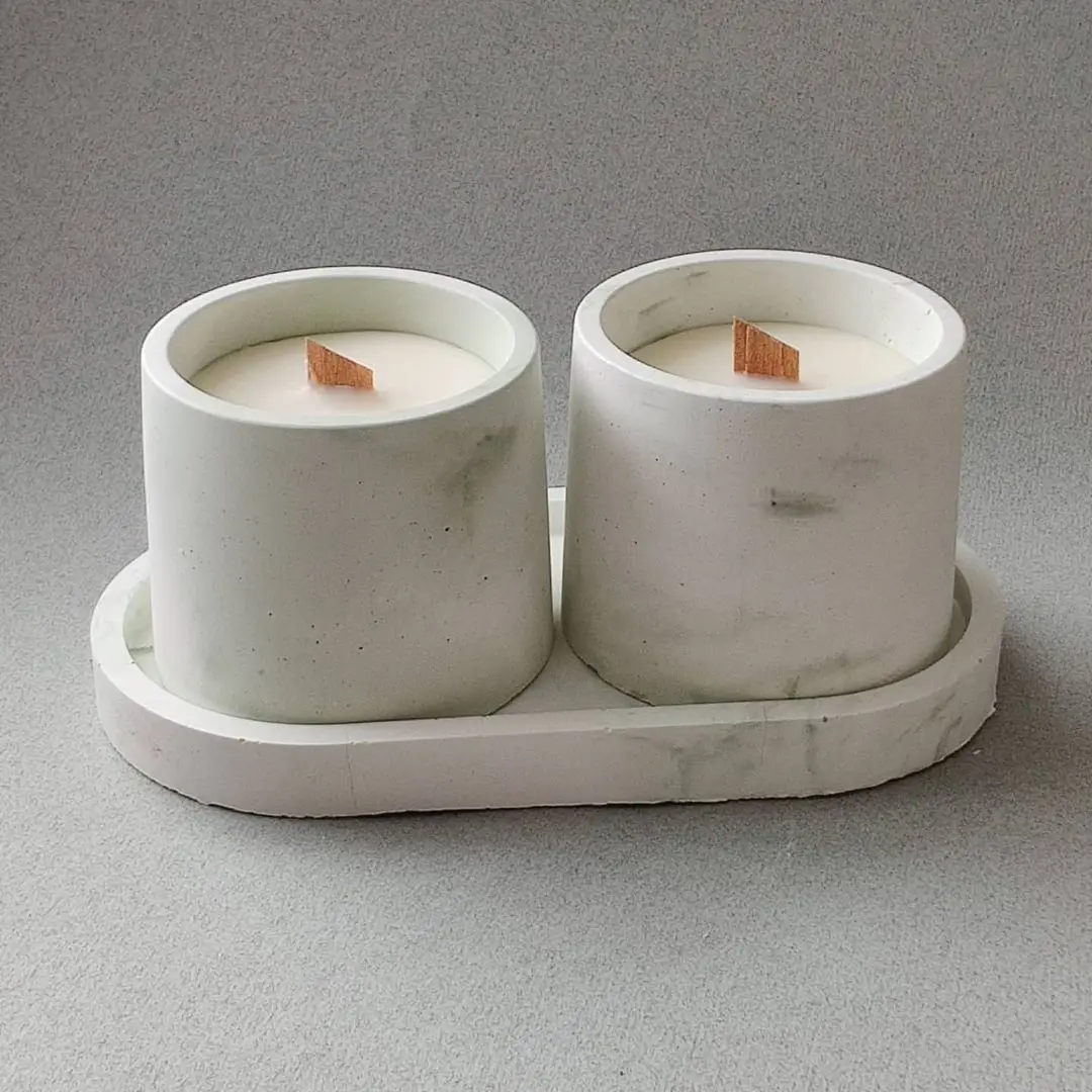 Candle Making Round Concrete Candle Vessel Molds With Lid Mold Resin
