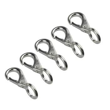 

5PCS 316 Stainless Steel Fixed Eye Spring Snap Hook 53mm 72mm 83mm 100mm Heavy Duty Marine Boat Hardware Fixed Bull Snap Hook