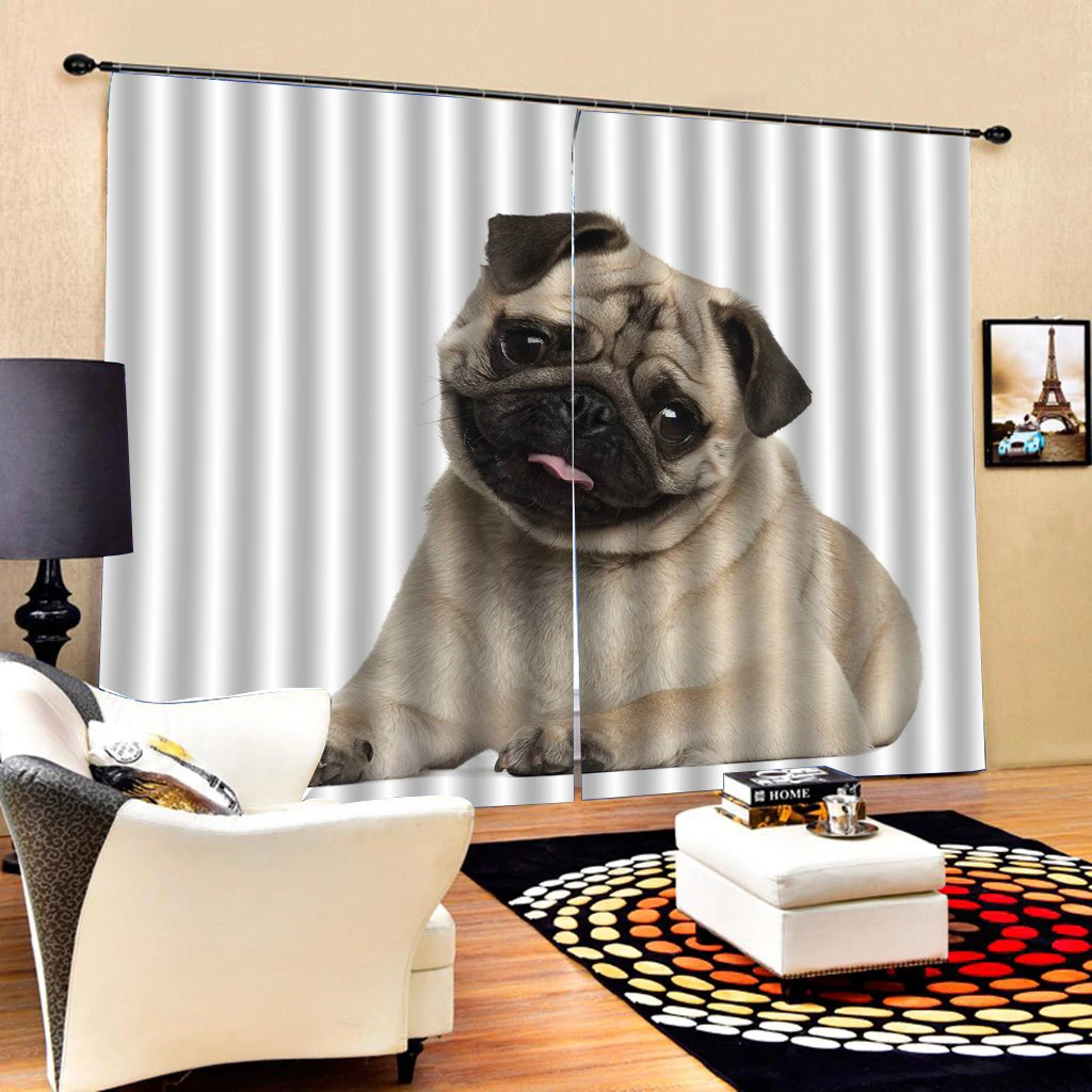 Новые милые занавески с собакой 3D животное для гостиной занавески в комнату, занавес для отеля, Индивидуальный размер, Декор