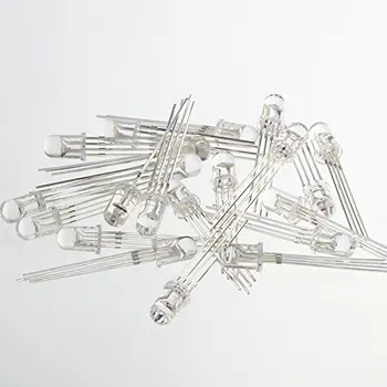 

100 pcs 5mm RGB LED Diode Lights Tricolor (Multicolor Red Green Blue 4 pin Common Anode Clear DC 20mA/Color) Super Bright Lighti