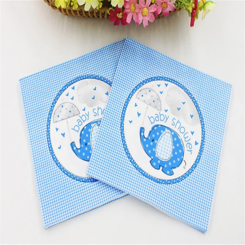 20 шт./компл. Творческий слон теленок салфетки Baby Shower вечерние украшения Розовый Синий Бумага салфетки Пол раскрыть дома вечерние поставки