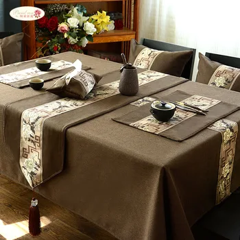

Proud Rose LinenTablecloth Chinese Rural Style Table Cover Classical Dining Small Fresh Table Cushion Rectangular Tablecloth