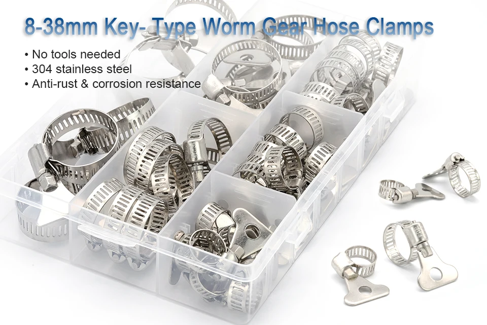 kit ajustável 8-38mm worm engrenagem braçadeira de