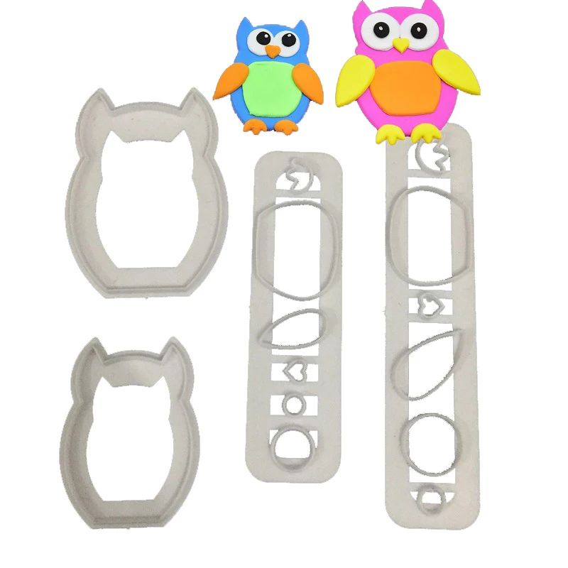 

4Pcs Owl Penguin Animal Shape Chocolate Fondant Biscuits Mold Cake Decorating Cookie Fudge Cutter Baking Gumpastes Kitchen Tools