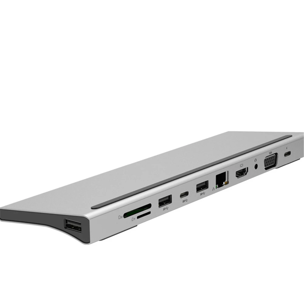 Type-c док-станция для HDMI VGA USB c PD 11-в-1 разветвитель многофункциональная док-станция USB 3,0/HDMI/VGA/RJ45/SD/TF card reader PD зарядки usb-хаб