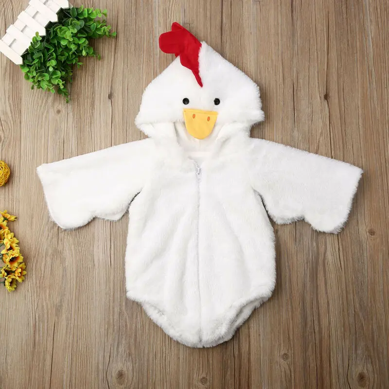 Cute Newborn Infant Baby Girls Boys Fuzzy Chick Rompers Jumpsuit Outfits Costume
