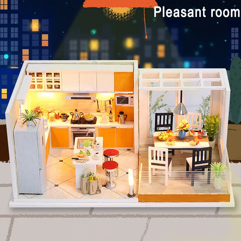 pleasant room Кукольный домик Миниатюрный с мебели DIY Мини Дом сборная игрушка на день рождения Рождество - Цвет: pleasant room