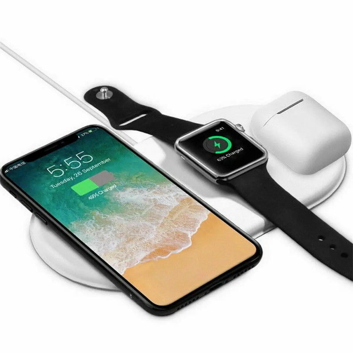 Global 3 в 1 Qi ABS пластик беспроводной зарядное устройство Pad Быстрая зарядка для Apple Watch iWatch iPhone XS