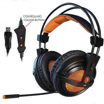 

SADES A6 USB 7.1 Stereo wired gaming headphones game headset over ear with mic Voice control for laptop computer gamer
