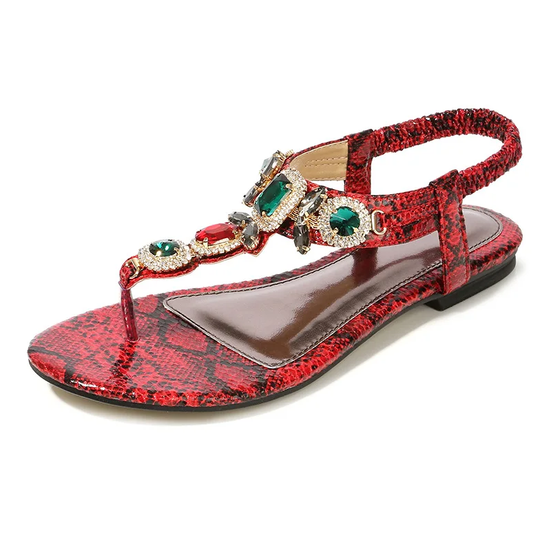 

Women's shoes Size 34-45 retro Bohemian diamond sandals for women retro sexy beaded serpentine simple casual sandals