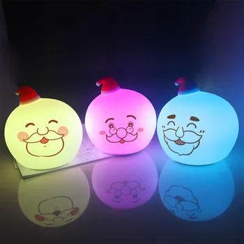 

Novelly Santa Gift Silicone Night Light Colorful Creative Holiday Atmosphere Light Pat Sensor Christmas Decoration Lights