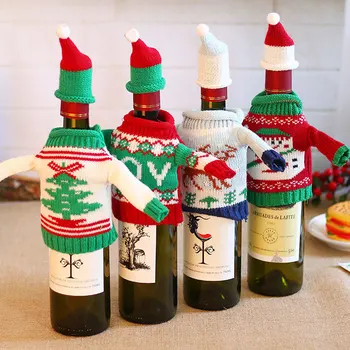 

Christmas Gift Clothes Wine Bottle Dust Cover Christmas Decoration for Home Dinner Table Decor Navidad Xmas 2021 New Year Gift