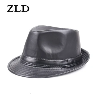 

ZLD Vintage Men PU Leather Panama Jazz Cap Autumn Winter Hats For Men Curved Brim Warm Fedora Hat Beach Sun Cap Chapeu Gorra