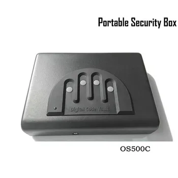 

Password Safe Box Solid Steel Security Combination Lock Key Gun Money Valuables Jewelry Box Protable Security Strongbox OS500C