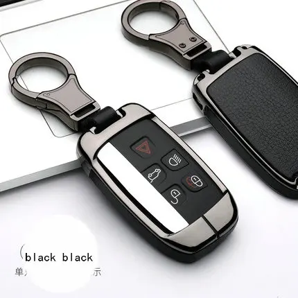 Кожаный чехол для ключей из цинкового сплава для Land Rover A9 Range Rover Sport Evoque freelander 2 Jaguar XE XJ Xjl XF C-X16 V12 Guit - Название цвета: black black
