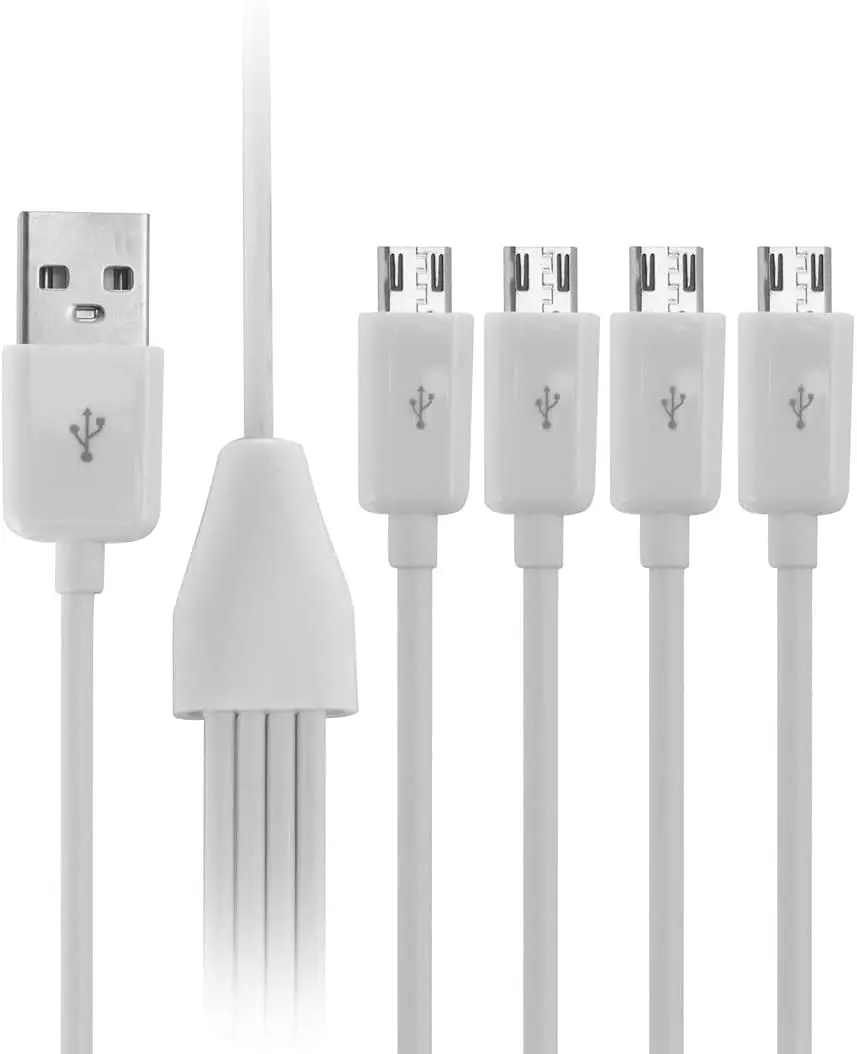 Versatile 4-in-1 Micro USB Charging Splitter Cable (Black, 0.5M)
