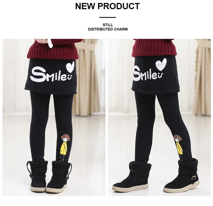 Флисовые штаны, леггинсы для девочек, штаны, леггинсы для девочек, теплые флисовые штаны с имитацией двух предметов, юбка, детская юбка, брюки