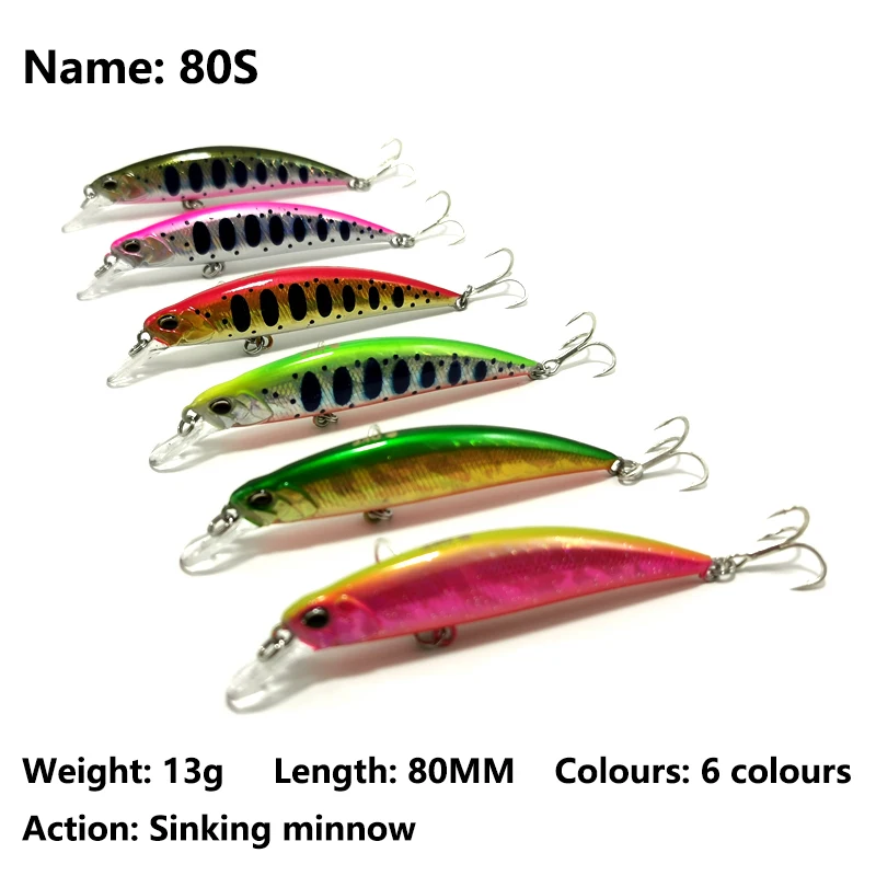 

1pc 80mm 13g Fishing Lures Sinking Minnow Hard Swimbait With PP Box