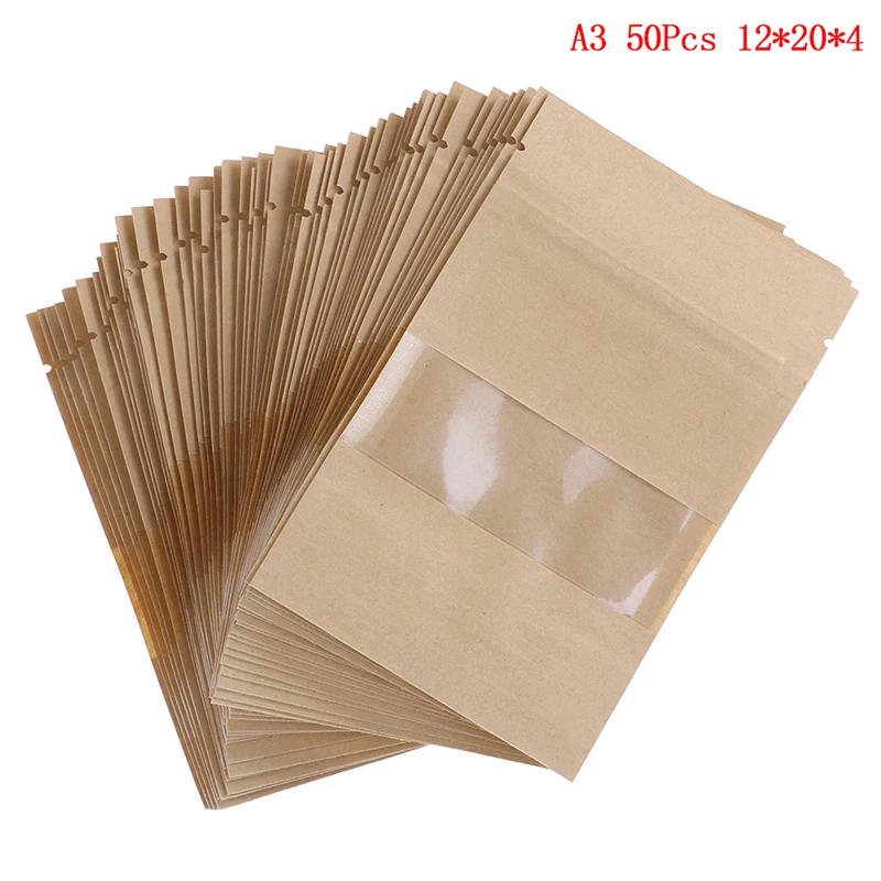 50pcs 10Pcs/50pcs Kraft Paper Cake Paper Bags Box Food Packaging Jewelry Bread Candy Party Bags For Boutique Cookie - Цвет: 50pcs