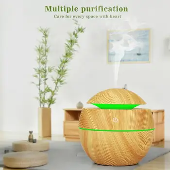 

Ultrasonic Humidifier Air Purifier Bedroom Mute Aromatherapy Lamp Plug-In Wood Grain Incense Burner Color Changing LED Light