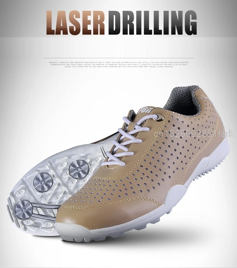 PGM мужские мягкие кожаные туфли для гольфа дышащие сетчатые кроссовки с шипами