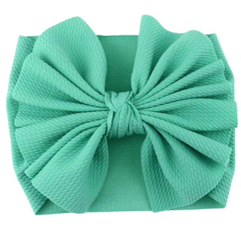 22 green Baby Hairband Headwrap Large Bow Elastic Baby Headband Baby Girl Headbands Bandeau Bebe Fille Baby Turban Baby Hair Accessories - Цвет: 22 green