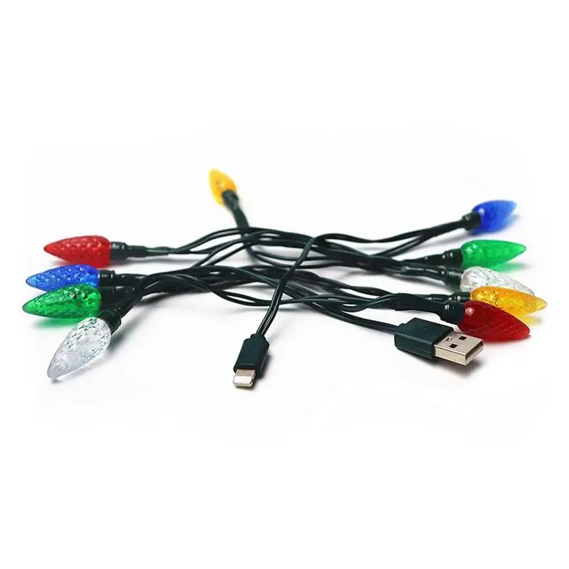 Счастливого Рождества светодиодный usb зарядный кабель Рождественский светильник зарядное устройство светильник ing шнур для HUAWEI Xiaomi 6 Mi6 для iPhone Xs 8 7 мобильный телефон