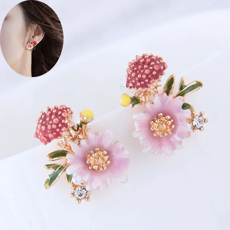 Trendy Jewelry New Arrival Enamel Colorful Oil Painted Crystal Earrings Gold Filled Silver Pin Earrings For Women Girl Gift - Окраска металла: color 2