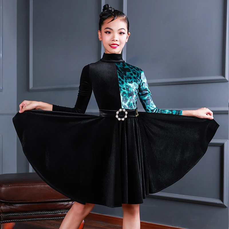 Новинка женское платье для танцев с леопардовым принтом Одежда черная юбка