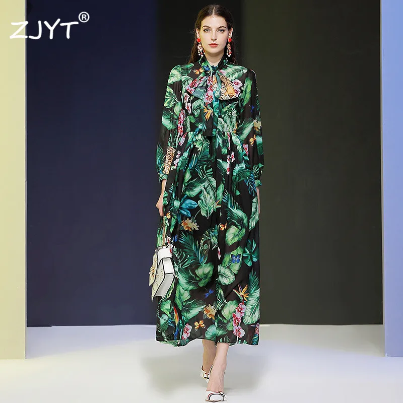 Женское длинное шифоновое платье в стиле бохо модельное с длинным рукавом и