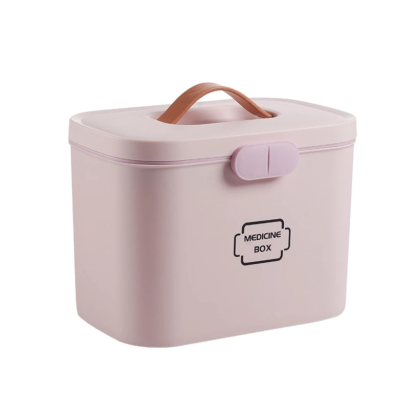 Pink Пластиковая аптечка, медицинская коробка, органайзер для хранения, переносные медицинские наборы, коробка для хранения, домашние инструменты для первой помощи, большая медицинская коробка - Цвет: Pink