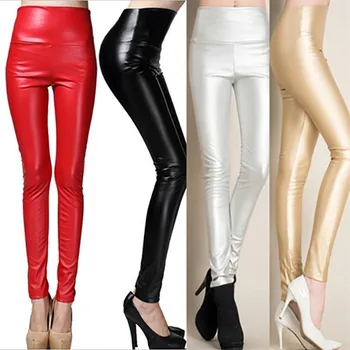 

Plus Size Fitness Women's Casual Leggins High Waist Faux Leather Leggings Women Black Sexy Legging Calzas Mujer Push Up Leggins